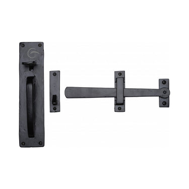 M Marcus - M.Marcus Architectural Hardware - Black Iron Gate Latch - Straight; #finish_matt-black
