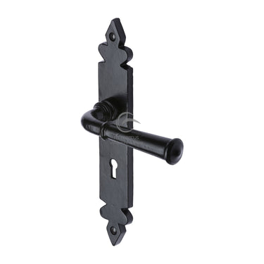 M Marcus - M.Marcus Architectural Hardware - Ludlow Door Handles - Black Iron - Lock - Pair; #finish_matt-black