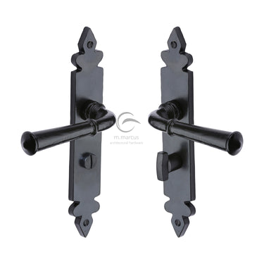 M Marcus - M.Marcus Architectural Hardware - Ludlow Door Handles - Black Iron - Bathroom - Pair; #finish_matt-black