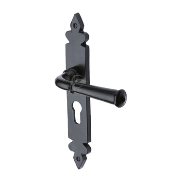 M Marcus - M.Marcus Architectural Hardware - Ludlow Door Handles - Black Iron - Euro Lock - Pair; #finish_matt-black