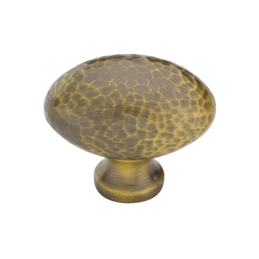 M Marcus - Heritage Brass - Victorian Hammered Cabinet Knob - Oval - 38mm; #finish_antique-brass