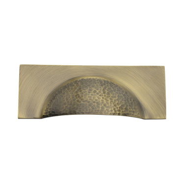 M Marcus - Heritage Brass - Hampshire Drawer Cup Pull Hammered Design - 57mm CTC; #finish_antique-brass