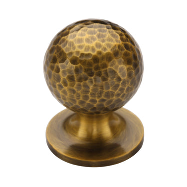 M Marcus - Heritage Brass - Ball Cabinet Knob Hammered Design - 32mm; #finish_antique-brass