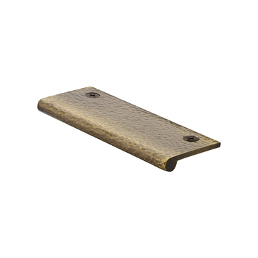 M Marcus - Heritage Brass - Edge Pull Cabinet Handle - 38mm Width - Hammered Design - 100mm; #finish_antique-brass