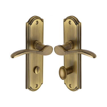 M Marcus - Heritage Brass - Howard Door Handles - Bathroom - Pair; #finish_antique-brass