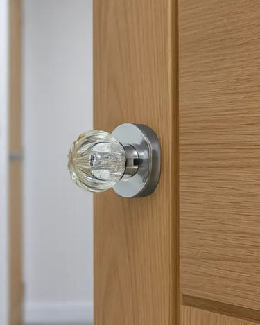 Frelan Hardware - Jedo Glass Mortice Door Knobs - Pumpkin - Pair; #finish_polished-chrome