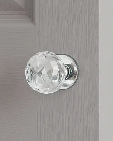 Frelan Hardware - Jedo Glass Mortice Door Knobs - Faceted - Pair; #finish_polished-chrome