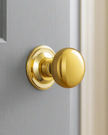 Frelan Hardware - Jedo Mushroom Door Knobs - 62mm - Pair; #finish_polished-brass