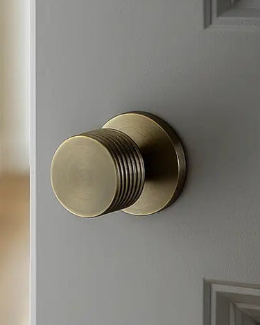 Frelan Hardware - Ribbon Mortice Door Knobs - Pair; #finish_antique-brass