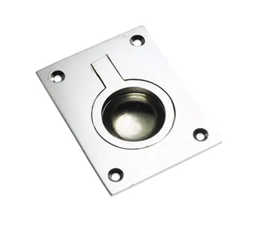 Prima Hardware - Rectangular Flush Ring - 54mm x 37mm; #finish_polished-chrome