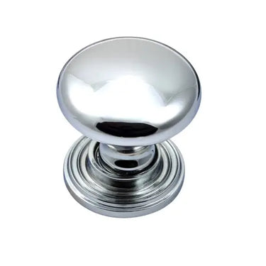 Prima Hardware - Ringed Plate Cupboard Knob - 32mm dia; #finish_polished-chrome