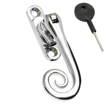 Prima Hardware - Monkey Tail Window Espagnolette - 110mnm x 40mm - Left Hand; #finish_polished-chrome