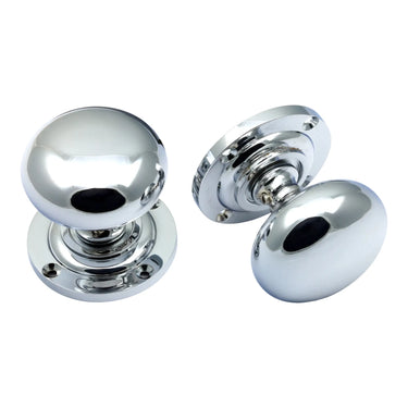 Prima Hardware - Mushroom Mortice Knobs - ½ Sprung - Pair - 60mm dia; #finish_polished-chrome