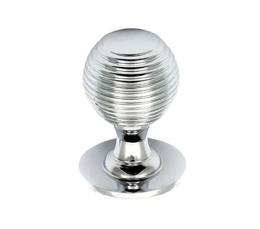 Prima Hardware - Queen Anne Reeded Cupboard Knob - Solid - 25mm dia; #finish_polished-chrome