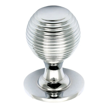 Prima Hardware - Queen Anne Reeded Cupboard Knob - Solid - 32mm dia; #finish_polished-chrome