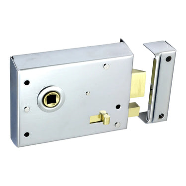 Prima Hardware - Rim Latch with Locking Snib - 110mm x 82mm; #finish_polished-chrome