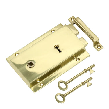 Prima Hardware - Heavy Cast Rim Lock - Left Hand; #finish_polished-brass