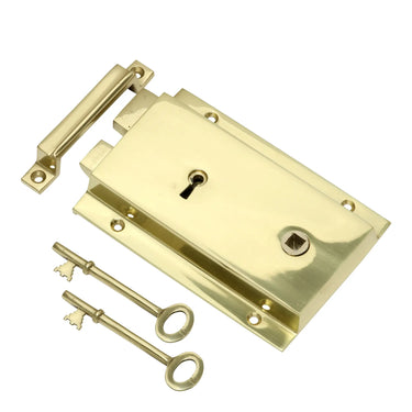 Prima Hardware - Heavy Cast Rim Lock - Right Hand; #finish_polished-brass