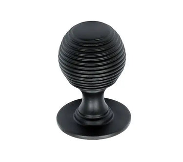 Prima Hardware - Queen Anne Reeded Cupboard Knob - Solid - 38mm dia; #finish_matt-black