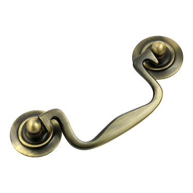 Prima Hardware - Swan Neck Handle Handle - 125mm x 50mm; #finish_antique-brass