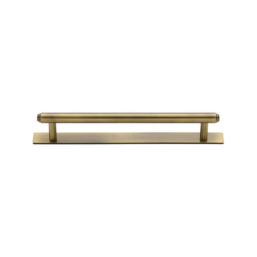 M Marcus - Heritage Brass - Step Cabinet Pull Handle with Plate - Bar - 128mm CTC; #finish_antique-brass