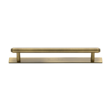 M Marcus - Heritage Brass - Step Cabinet Pull Handle with Plate - Bar - 160mm CTC; #finish_antique-brass