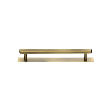 M Marcus - Heritage Brass - Hexagonal Cabinet Pull Handle with Plate - Bar - 96mm CTC; #finish_antique-brass
