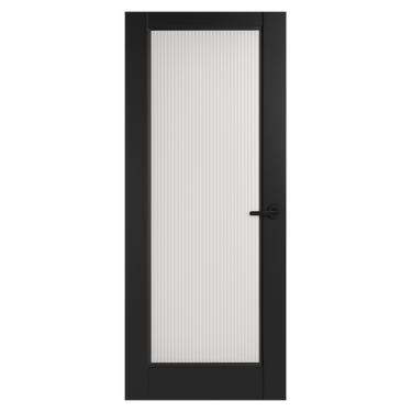 Black Ravenna Reeded 1 Light Glazed door with reeded glass and black finish.; #Black