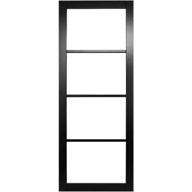 Black Primed Rome Clear Glazed door with clear glass panels and black frame.; #Black