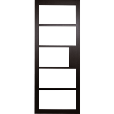 Black primed door with clear glazed panels, modern design.; #Black