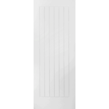 White Primed Mexicano door with vertical grooves, semi-solid core.; #White