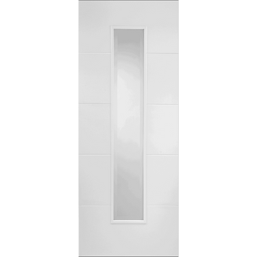 White Primed Orta 1 Light door with clear glazed panel and V grooves.; #White
