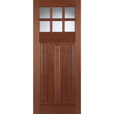 Hardwood Pattern 664 door with six vision panels, raised and fielded panel design, unfinished and unglazed.; #Hardwood
