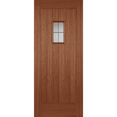 Hardwood Hillingdon Lead Light Glazed door with central vision panel and black caming.; #Hardwood