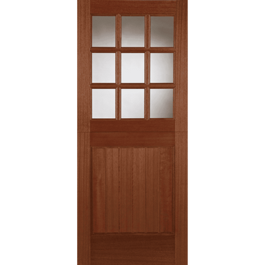 Hardwood stable door with 9 unglazed panels, traditional design.; #Hardwood
