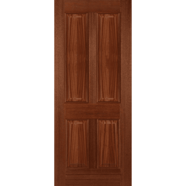 Hardwood door with four raised panels and recessed bead design, unfinished.; #Hardwood
