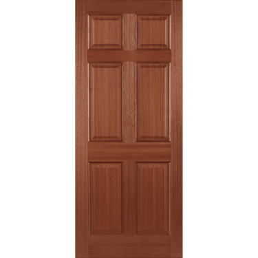 Hardwood Colonial 6 Panel door with six raised panels and recessed bead design.; #Hardwood