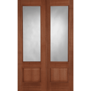 Hardwood Chiswick rebated pair of unglazed external doors with a traditional design.; #Hardwood