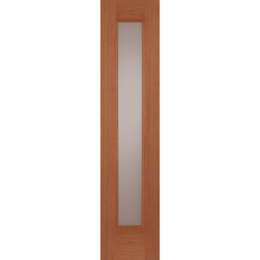 Oak Contemporary Acid Glass Sidelight with oak veneer and acid-etched glass panel.; #Oak