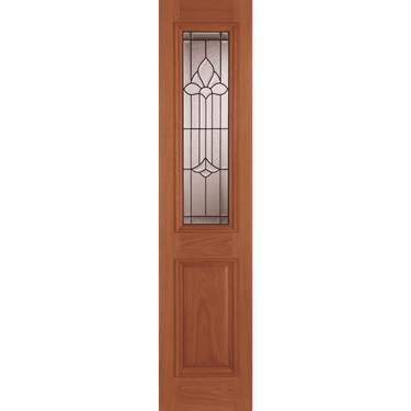 Traditional oak veneered sidelight with double glazed panel and recessed beading.; #Oak