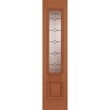Oak Empress/Sovereign RM1S Sidelight with glazed panel and black caming.; #Oak