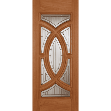 Oak door with triple glazed glass and zinc caming, solid oak moulded beading.; #Oak