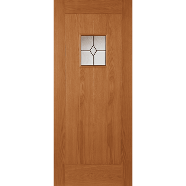 Oak Thames door with a small glazed panel and oak veneer finish.; #Oak