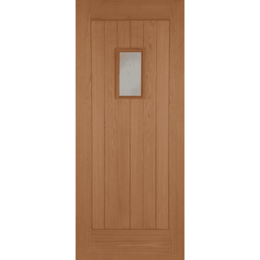 Oak Hillingdon door with a small glazed vision panel, unfinished oak surface.; #Oak