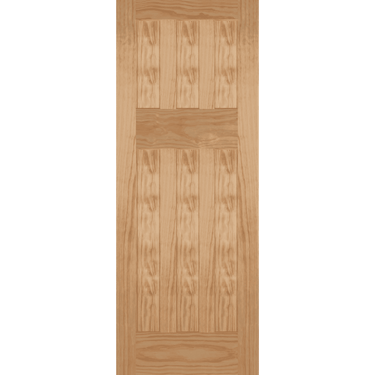 Unfinished pine door with six flat panels and bead detailing.; #Pine