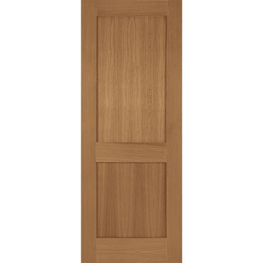 Oak Bristol 2 Panel Unfinished door with shaker design and oak veneer finish.; #Oak