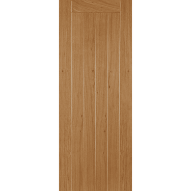 Oak framed ledged and braced unfinished door with vertical panels.; #Oak