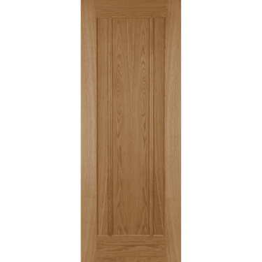 Unfinished oak door with flat panels and recessed beading, traditional style.; #Oak