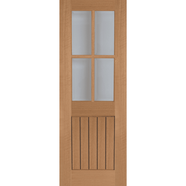 Unfinished Oak Mexicano door with four clear glazed panels.; #Oak