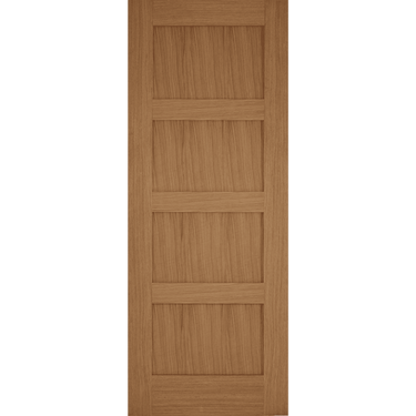 Oak Contemporary 4 Panel Unfinished door with shaker design.; #Oak